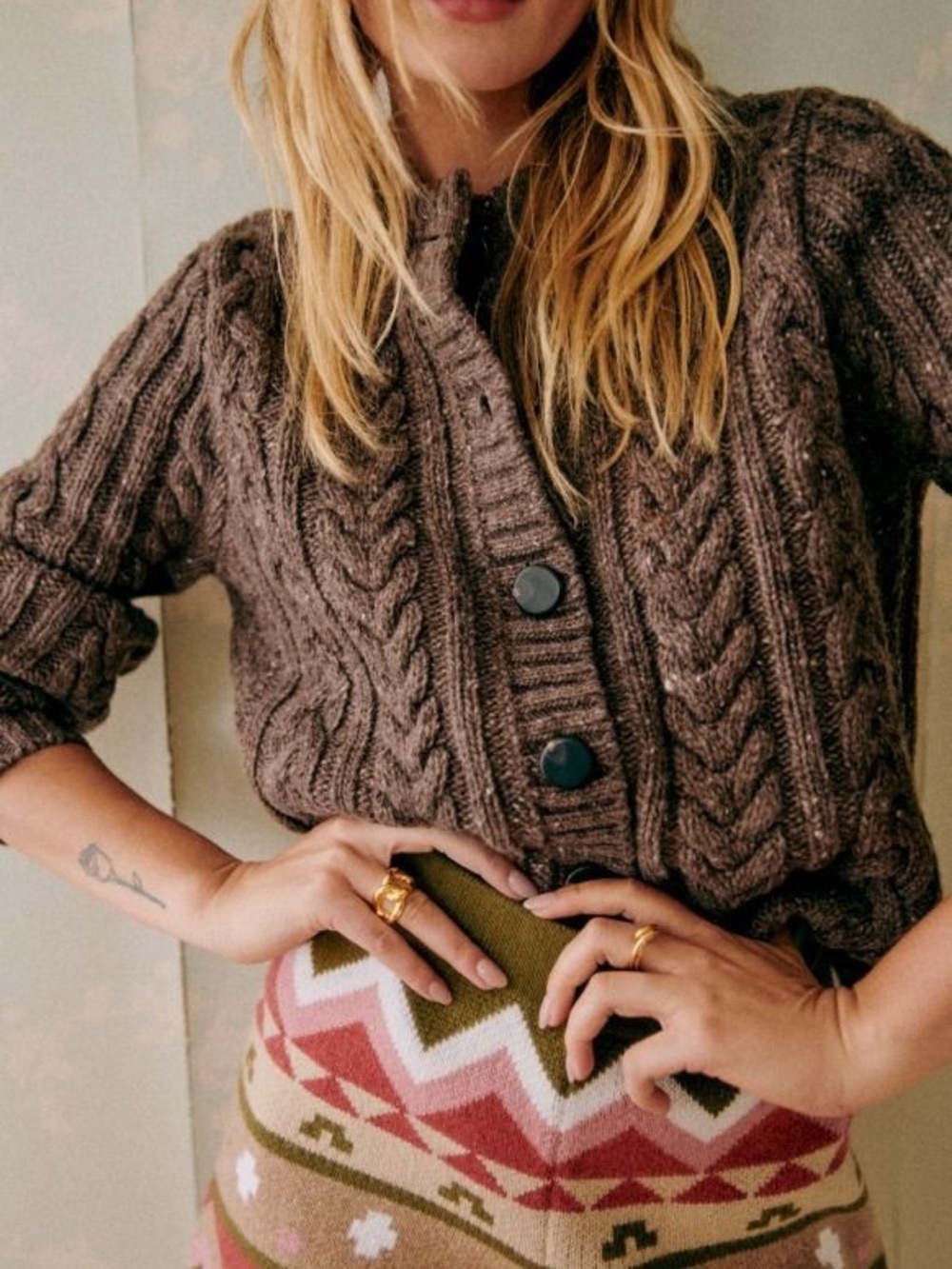 Like New Sézane Andina Cardigan in Heather Brown Size M